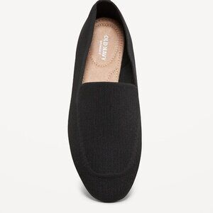 Black Knit Slip-On Loafer Flats